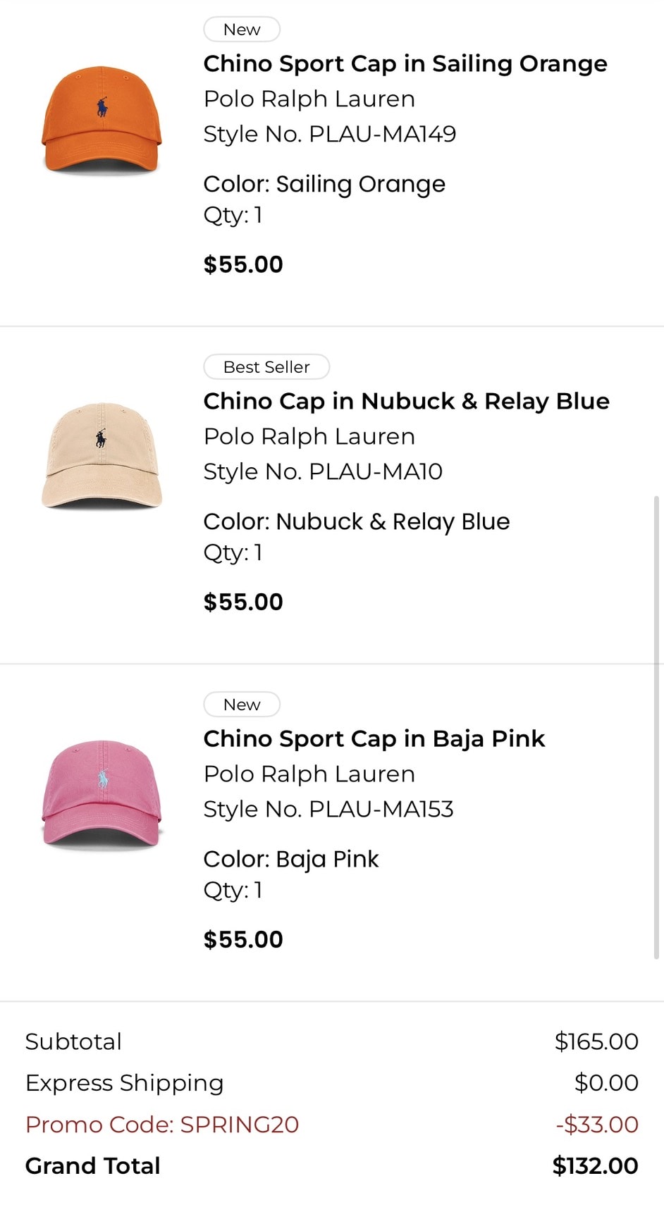 Revolve 全場正價品8折！Polo 棒球帽顏色爆炸多！